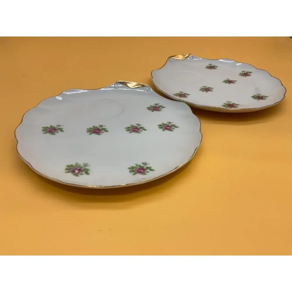 Rose Pattern Luncheon Plates Set of 2 7.5